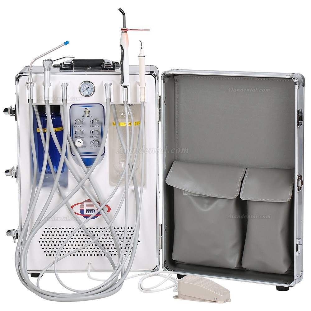 BEST® Portable Dental Unit BD406 W/ 3-Way Syringe+Suction+LED Curing Light+HP Tube